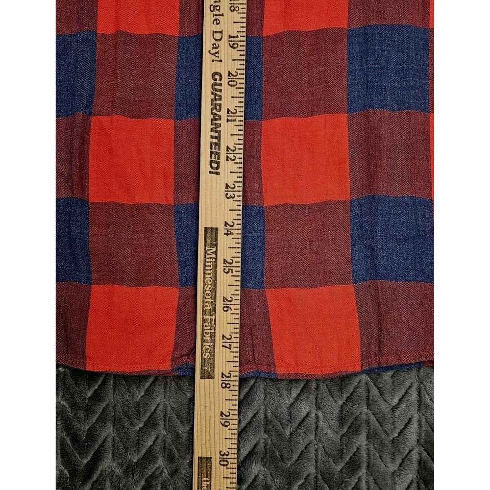 J.Crew Women's Size 10 Boy Red Blue Checkered‎ Button Up Outdoor Long Sleeve - Picture 4 of 5